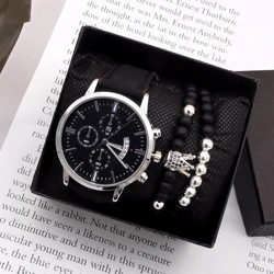 Men Watches Luxury Men's Fashion Casual Dress Watch Calendar  Quartz Wristwatches Sport Relogio Masculino Beaded Bracelet Set