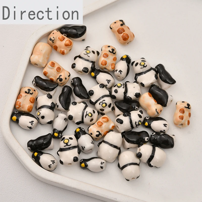 Cute Cartoon Doll Penguin Bear Straight Hole Beaded DIY Handmade Jewelry Accessories