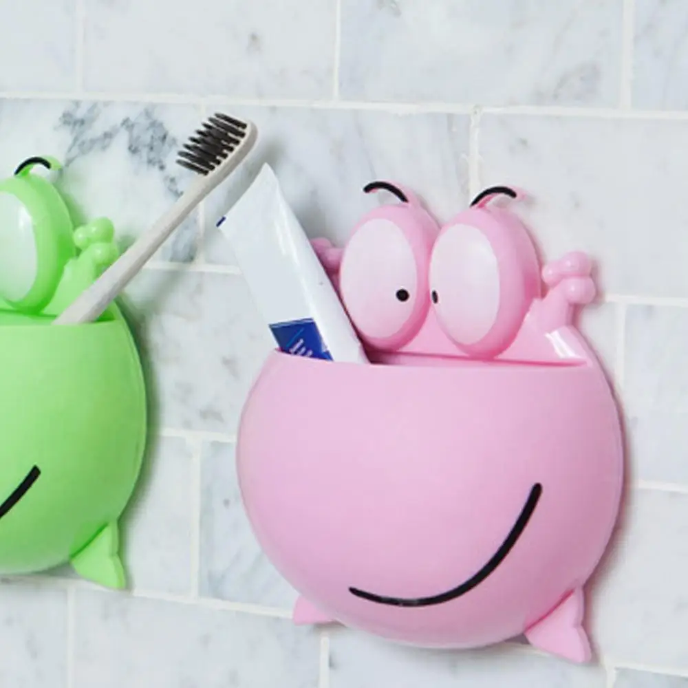 Wall Sucker Large Eye Frog Plastic Toothbrush Rack Holder Cartoon Home Bathroom Organizer Tools