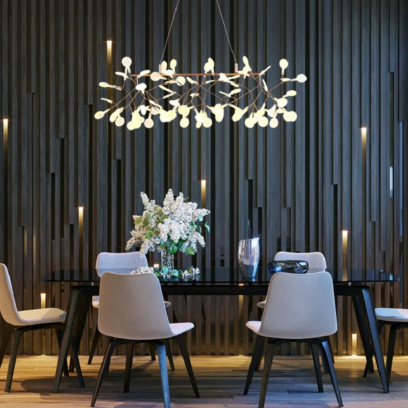 Nordic Heracleum chandelier lamp Living Room Modern designer Black/rose gold lamp Kitchen G4 romantic Round firefly chandelier