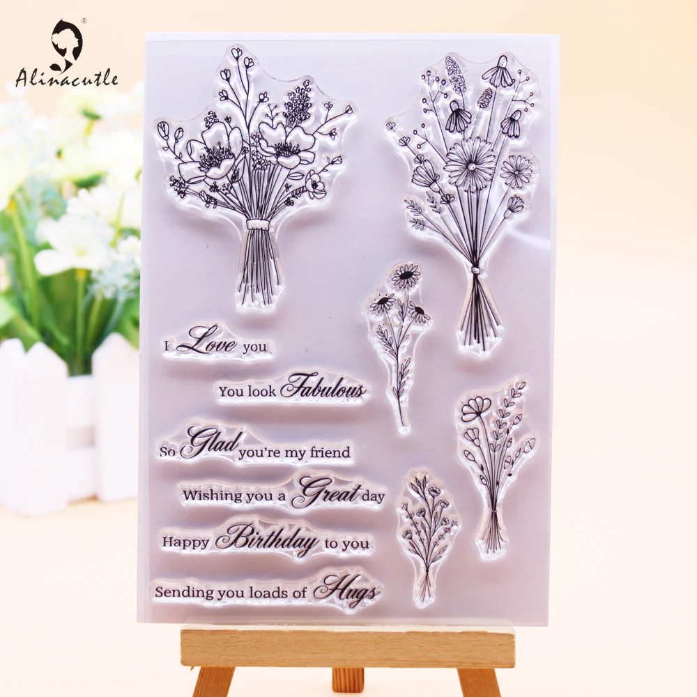 Alinacutle CLEAR STAMPS Bunch Of Flower Scrapbooking Card Album Paper Craft Rubber Transparent Silicon Clear Stamp