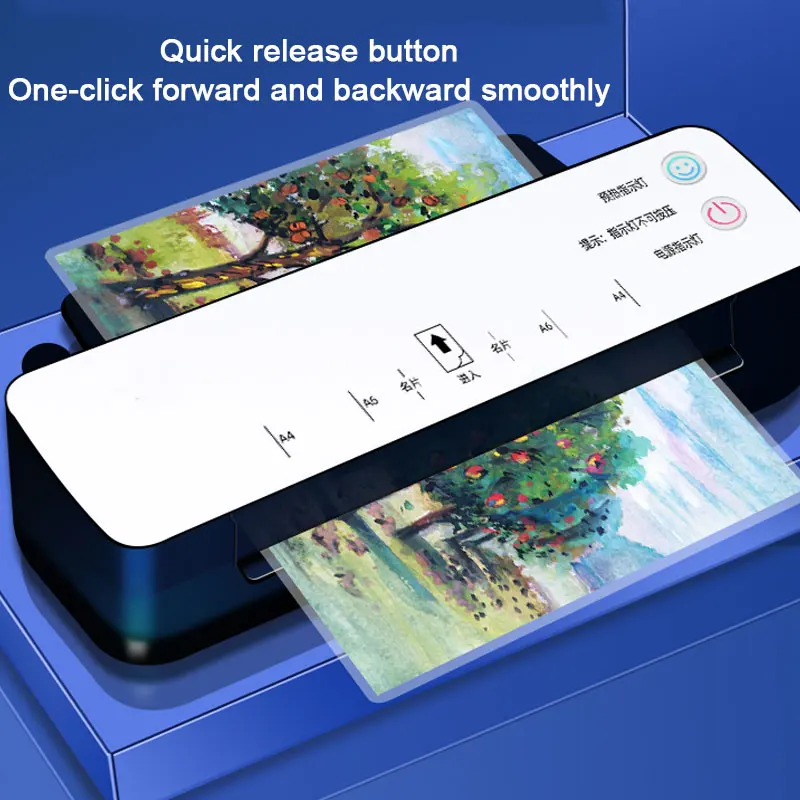เครื่องเคลือบบัตรเทอร์โมพลาสติก A4 สำหรับรูปภาพ เมนู ฟิล์มกาว เครื่องเคลือบบัตรสำนักงาน เครื่องเคลือบบัตรขนาดเล็กแบบอัตโนมัติเต็มรูปแบบ