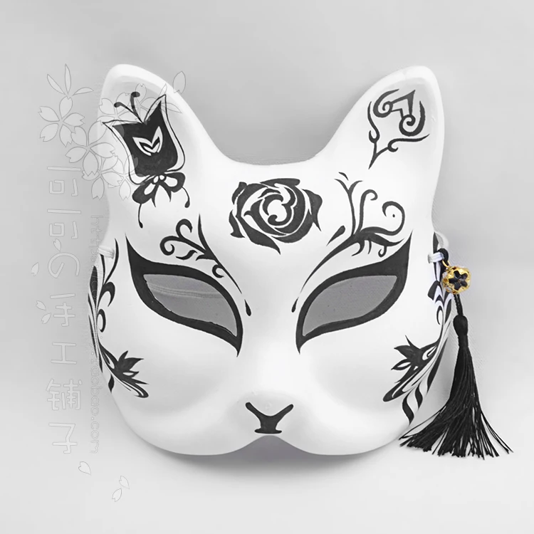 Handmade and Hand-Painted Fox Cat Mask and Wind Game Anime Cosplay Masks Ball Sword Sanwu Poison Derivative