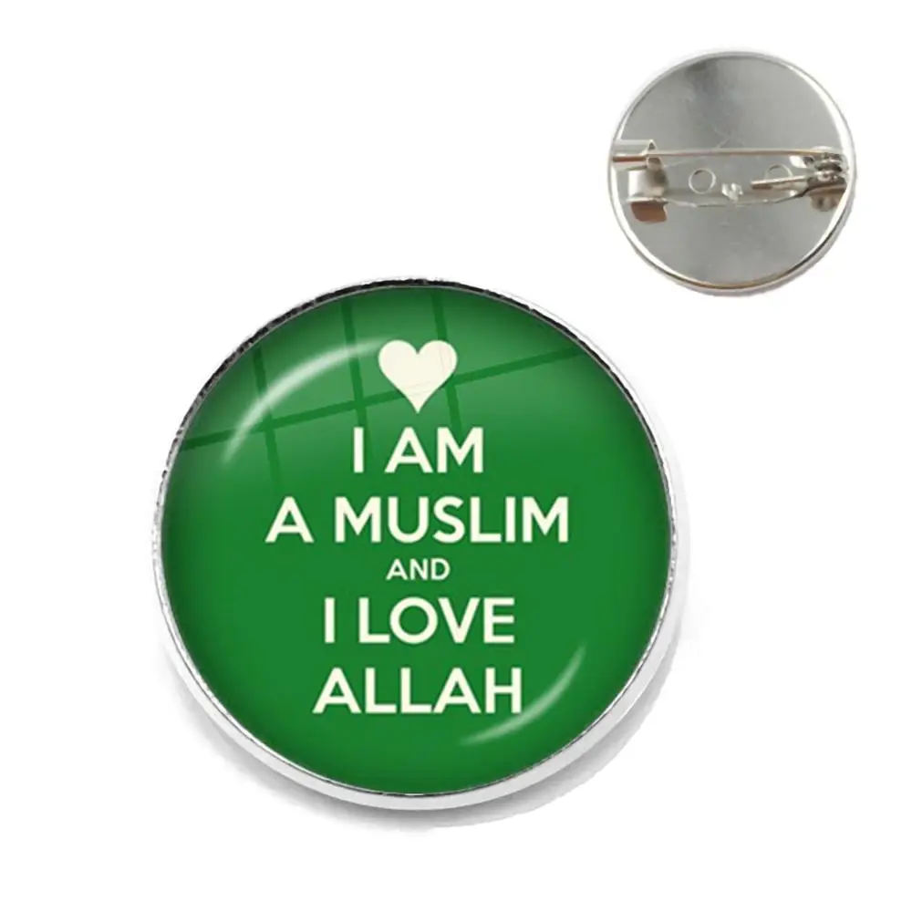 I Am A Muslim And I Love Allah Brooches Glass Cabochon God Allah Islamic Religious Ramadan Collar Pins Badge Gift For Friends