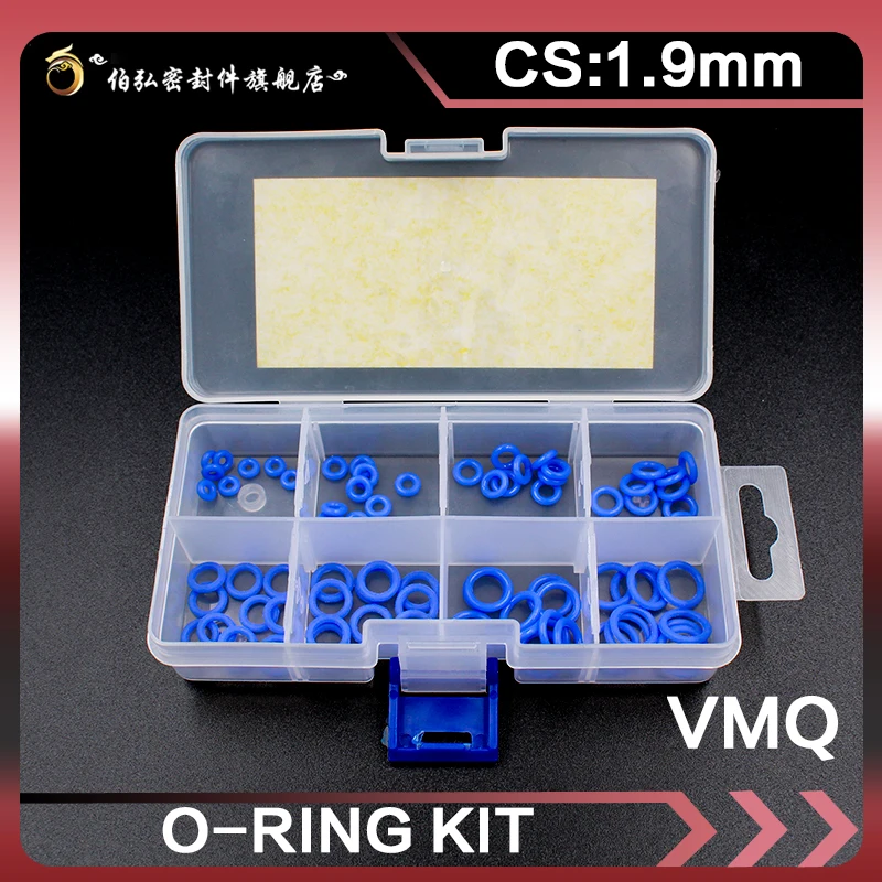 Blue Silicone rubber O-Ring Thickness 1.9mm Ring Seal Silicon Sealing O-rings VMQ Washer oring set Assortment Kit Set O Ring