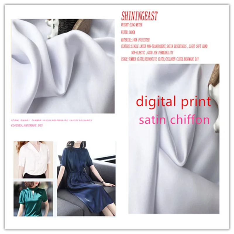 

1-6m/lot 149cm digital print satin chiffon personal custom cloth for summer cloth decorative children cloth handmade diy2061