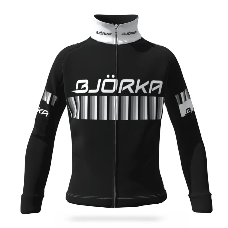 BJORKA Winter Cycling Maillot Thermaque Zenith Jaune Tops Men\'s Long Sleeve Bicycle Jackets Ciclismo Fleece Jerseys Bike Apparel