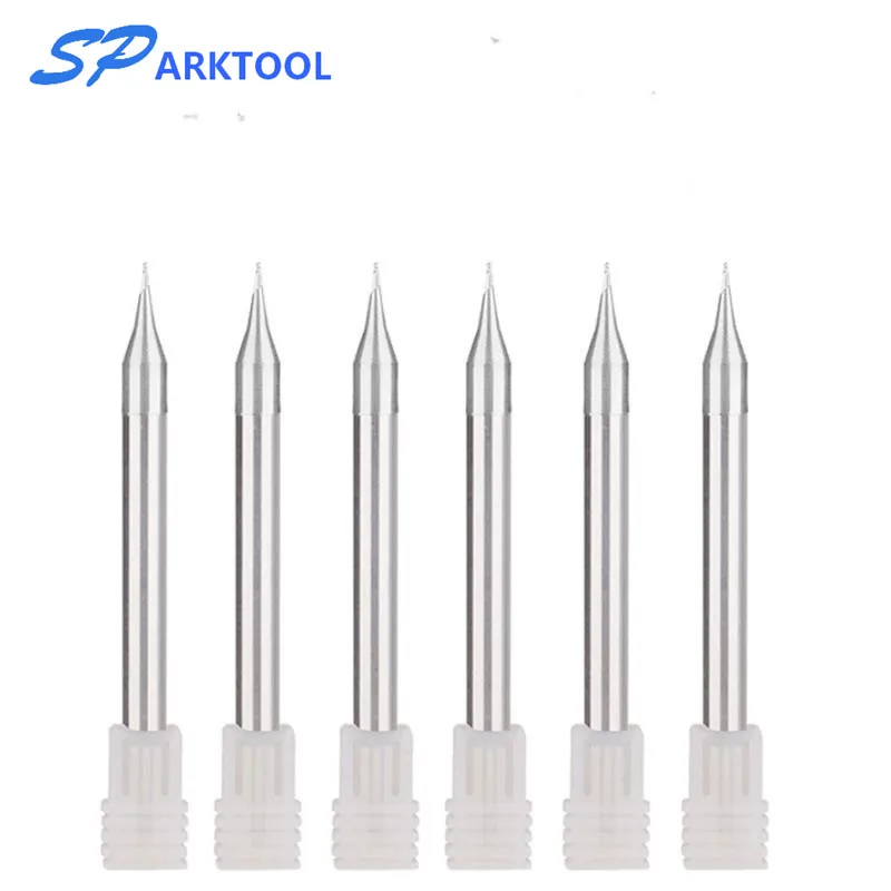 Micro 2ขลุ่ยปลายมิลลิ่งตัด0.2-0.9Mm 4Mm Shank ทังสเตนคาร์ไบด์ CNC Router Bit TiCN เคลือบ Mini Milling Cutter