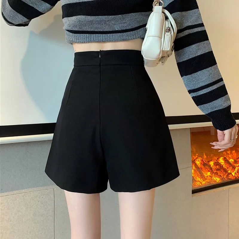 Women Casual Shorts Skirts New Arrival 2022 Spring Fashion Korean Style All-match Solid Color Ladies High Waist Short Pants T075