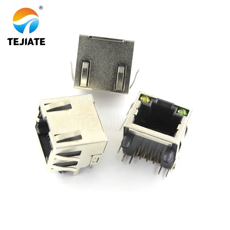 Presa di rete RJ45 interfaccia Internet Base di collegamento testa in cristallo Base femmina 8 p8c guscio in rame verticale con scudo
