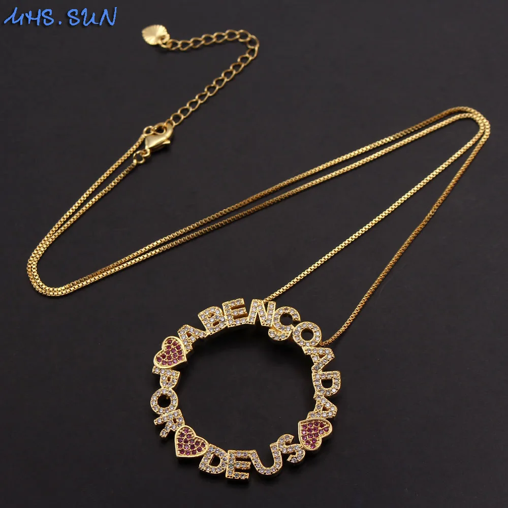 MHS.SUN Luxury Cubic Zircon Love Heart Pendant Necklace Fashion Women Jewelry Charm Chain Choker For Girls Valentine\'s Day