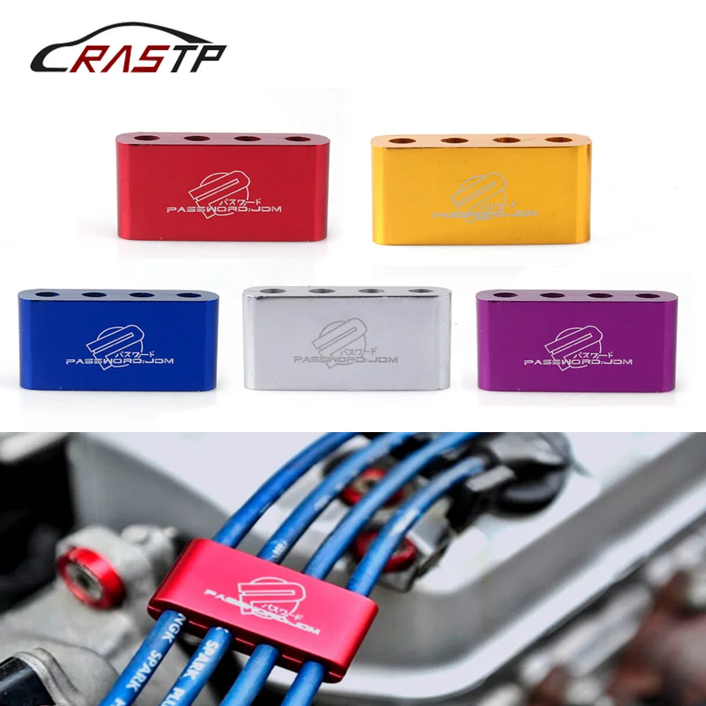 RASTP-Aluminium Alloy Spark Plug Electrical Wire Clamp Separator Line Ignition Cable Clip for Car Decoration JDM Style RS-HR006