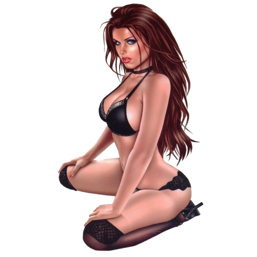 

Sexy Naked Brunette PINUP GIRL In Black Lingerie Stickers Decals Sexy PinUp Stickers