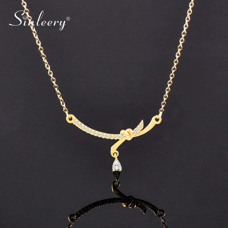 SINLEERY KoreanCute bowknot Chain On The Neck Gold Silver Color Short Chain For Women Valentines Day Gift 