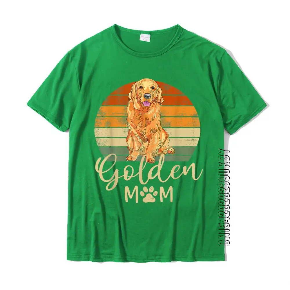 Golden Mom Retro Sunset Golden Retriever Lover Gift Dog Mama T-Shirt Top T-Shirts For Men Cotton Tops Shirts Slim Fit Family