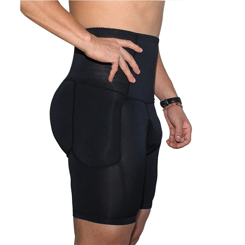 Spong Pads-faja de cintura alta para hombre, ropa interior acolchada, moldeadora de Control, bragas largas elásticas de calidad, cajas moldeadoras negras