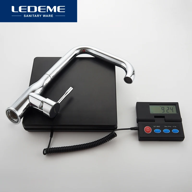 LEDEME Kitchen Faucet Electroplating Chrome Modern Kitchen Faucet Mixer Tap Ceramic Valve Core Single Holder Single Hole L4698