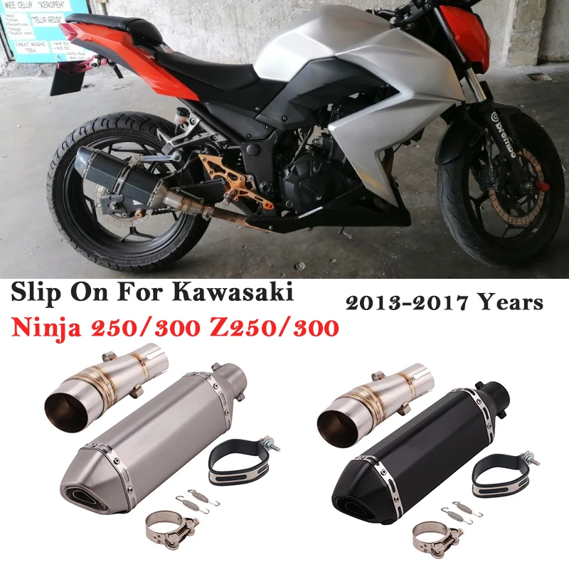 

For Kawasaki Ninja 250 300 Z250 Z300 2013 - 2016 2017 Motorcycle Exhaust Escape System Link Pipe Muffler Removable DB Killer