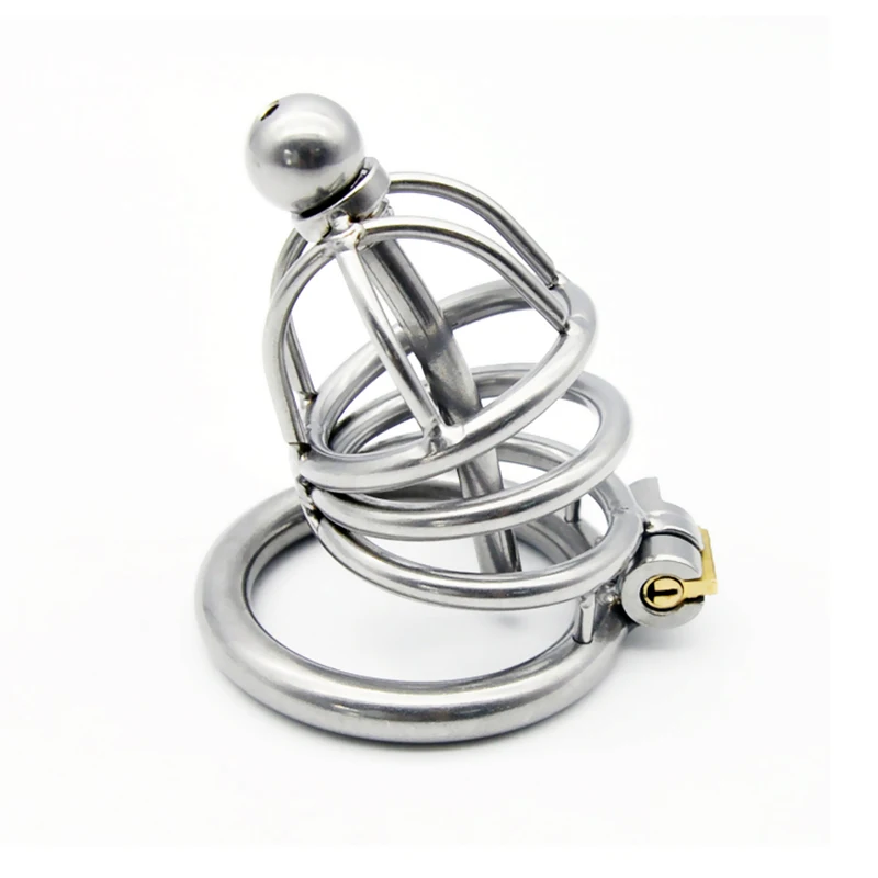 CHASTE BIRD Male 304 Stainless Steel Metal Chastity Device with Urethra Catheter Cock Cage Penis Ring Belt Sex Toy BDSM A229-1