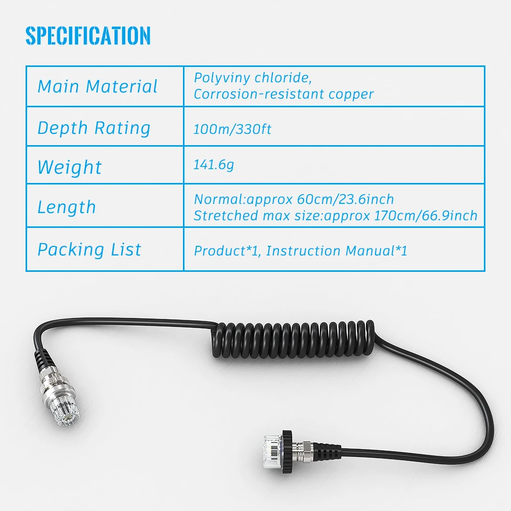 SeaFrogs Diving Waterproof Shell Flashlight Connection Line 5 pin  Synchronous Lightning Conductor Cable Data Line