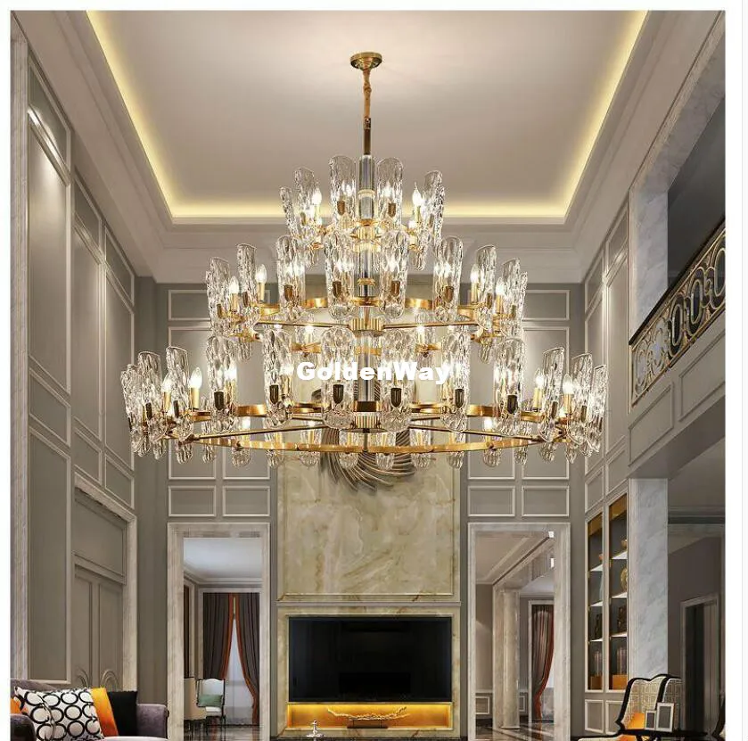 Free Shipping Crystal Pendant light Villa Living Room Staircase Pendant Lamp Restaurant Hotel Office Lobby Luxury Crystal Lamps