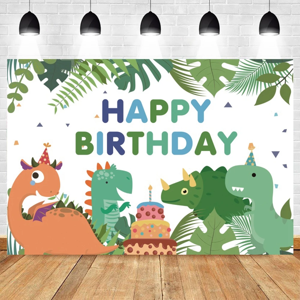 

Yeele Newborn Baby Shower Birthday Cartoons Dinosaur Leaf Photo Background For Photography Safari Animal Backdrop Photophone