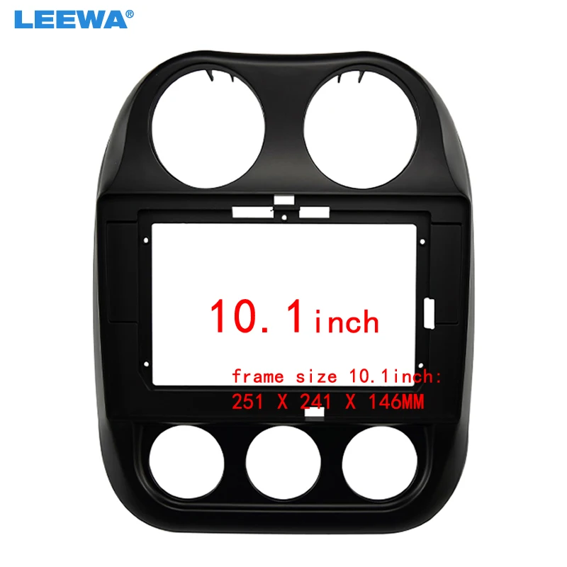 

LEEWA Car Audio 9" Big Screen DVD Fascia Frame Adapter For Jeep Compass 10-16 2Din Dash Installation Panel Frame Kit #CA6695