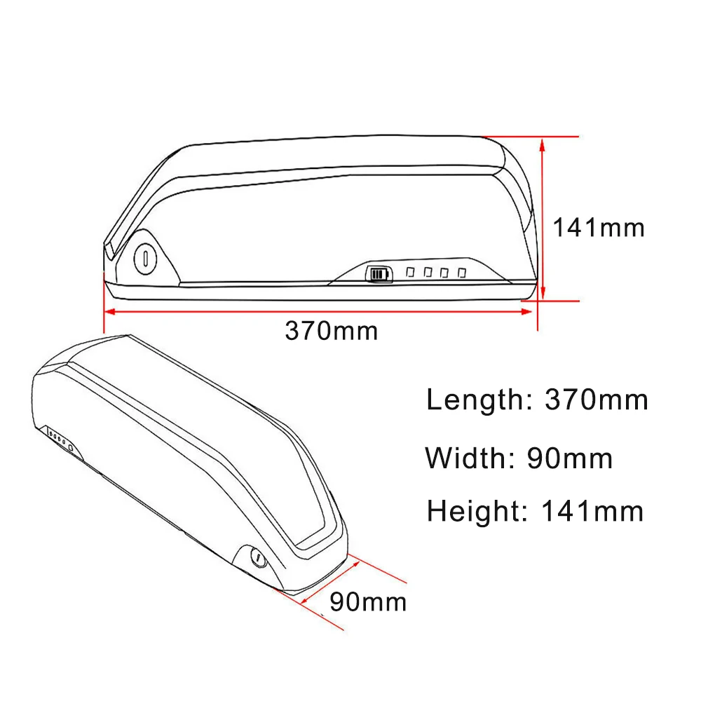 Ebike Battery Case Box 91 Pcs 18650 Cells 36V/48V/52V  Electric Bicycle Lithium Battery Box Mega Shark DP-9 Polly Downtube Case