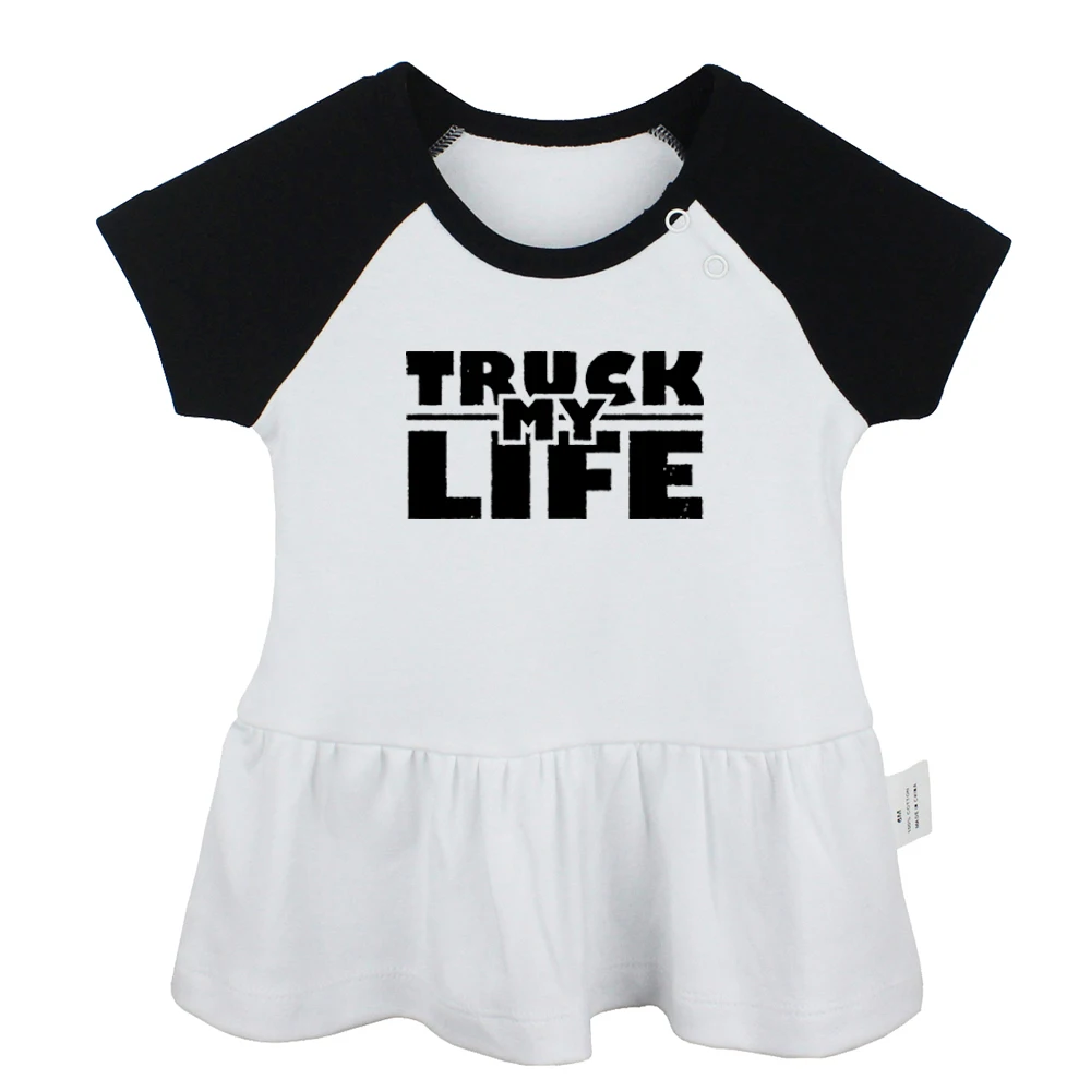 Truck Is My Life KINDNESS Is So GANGSTER Design Newborn Baby Girls Dresses Toddler Infant Cotton Clothes