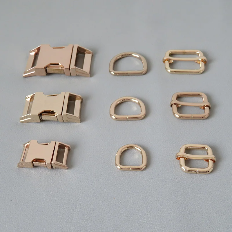 15mm 20mm 25mm Gold Metal Buckle Clip Clasp Belt Straps D Ring For Bag Dog Collar Paracord Hook Adjuster Slider Harness Hardware