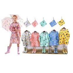 Outdoor waterproof raincoat cute pineapple plum blossom big hat brim light zipper schoolbag children's raincoat