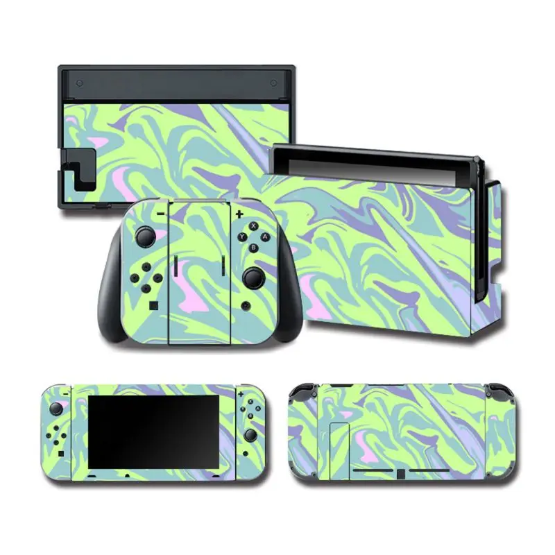 Full Body Cover Pelindung Kulit Warna-warni Stiker Seni Decals untuk NS Switch Konsol Permainan Joy-Con Controller Dekorasi 1set