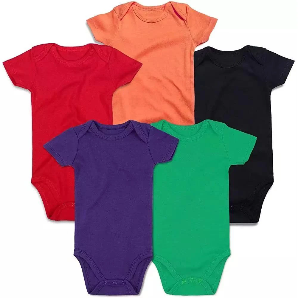 Summer Baby Clothing Short Sleeve Boys and Girls Jumsuit Cotton Newborn Bodysuit Solid Color Onsies 0-24 Months Baby Romper