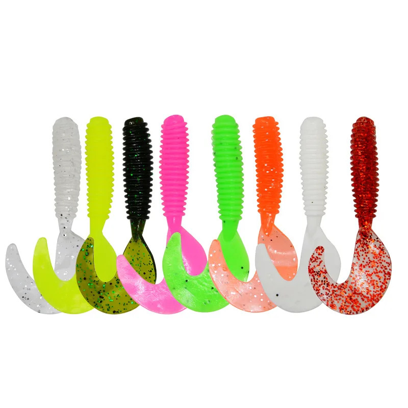Przynęta wędkarska Pojedynczy sierpowy ogon Miękka przynęta Grub 5 cm 6 cm 7 cm Robak Sztuczne przynęty 10-20 sztuk Torba