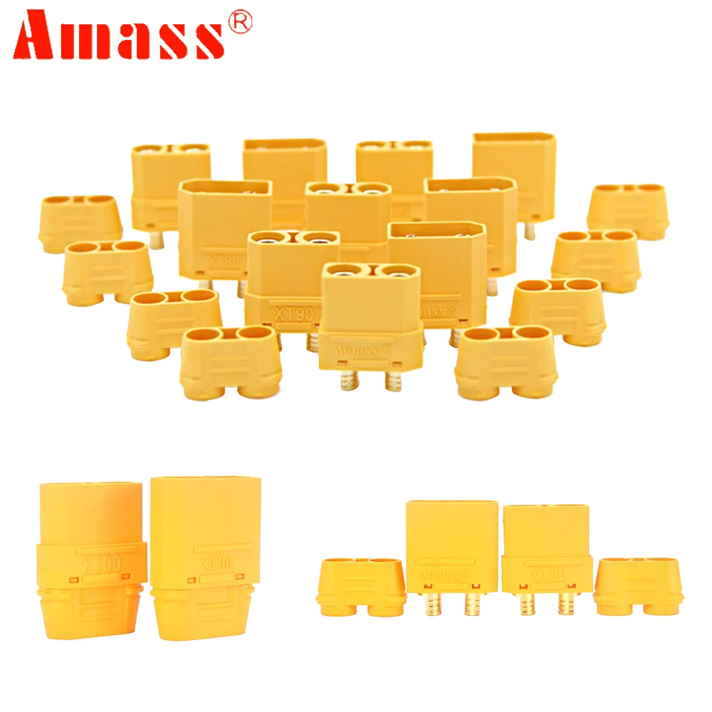 2Pair/lot Amass XT90 Plug Male Female Battery Connectors 4.5mm Gold Plated Banana Plug For RC Lipo Car Airplane Drone Truck Toy