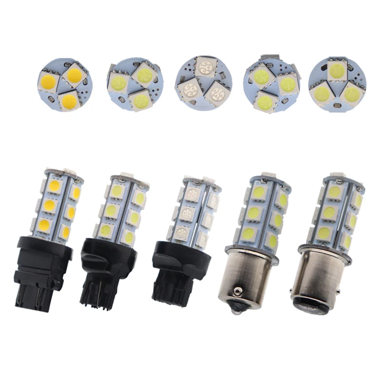 10Pcs BAY15D  BAZ15D 1157  HotSale P21W/5W 18 LED 5050 SMD White Car Bulb Stop Tail Light Rear Lamp DC 24V GLOWTECSignal Lamp