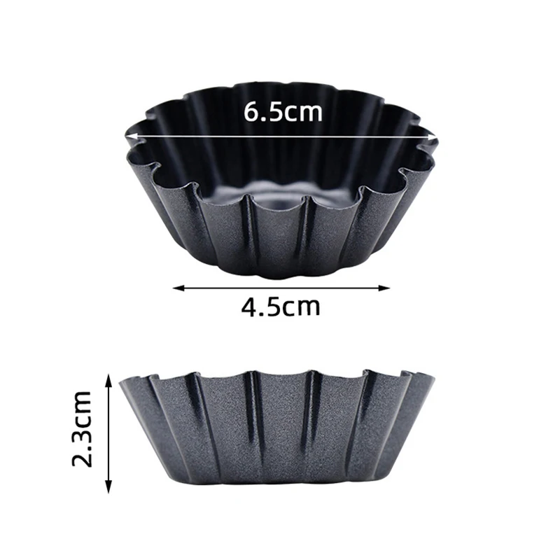 4/6/8/12pcs Tart Mold Non-stick Carbon Steel Mini Tart Pans Tartlet Cupcake Reusable Egg Tart Baking Mold Muffin Cup Bakeware