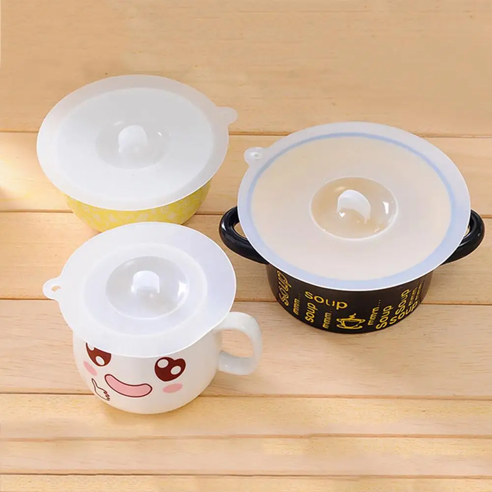 1PC High Temperature Resistance Silicone Cup Lids Durable Transparent Cup Suction Seal Lid Anti-dust Glass Mug Cover