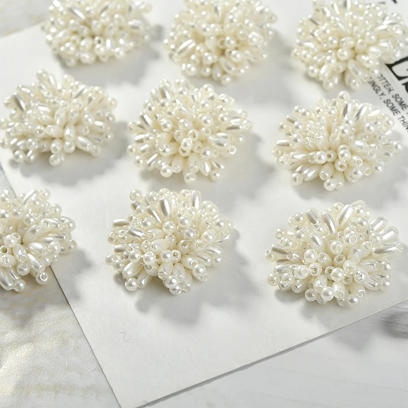 Min order 20pcs/lot beads decoration 31mm geometry round shape handmade Beaded flower diy jewelry earring/hair/garment accessory