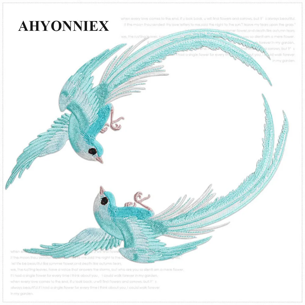 

AHYONNIEX 6 Colors Large Embroidery Bird Patches For DIY Clothing Iron On Sticker With Hot Melt Glue On The Back