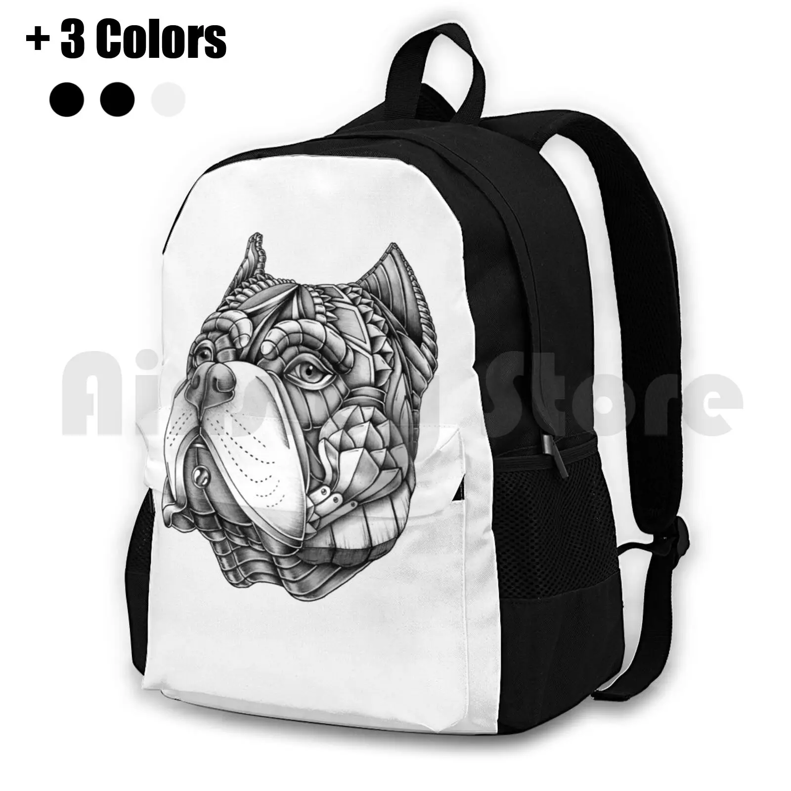 

Ornate American Bully Outdoor Hiking Backpack Waterproof Camping Travel Ornate Illustrator Photoshop Psydrian Patterns Mandala