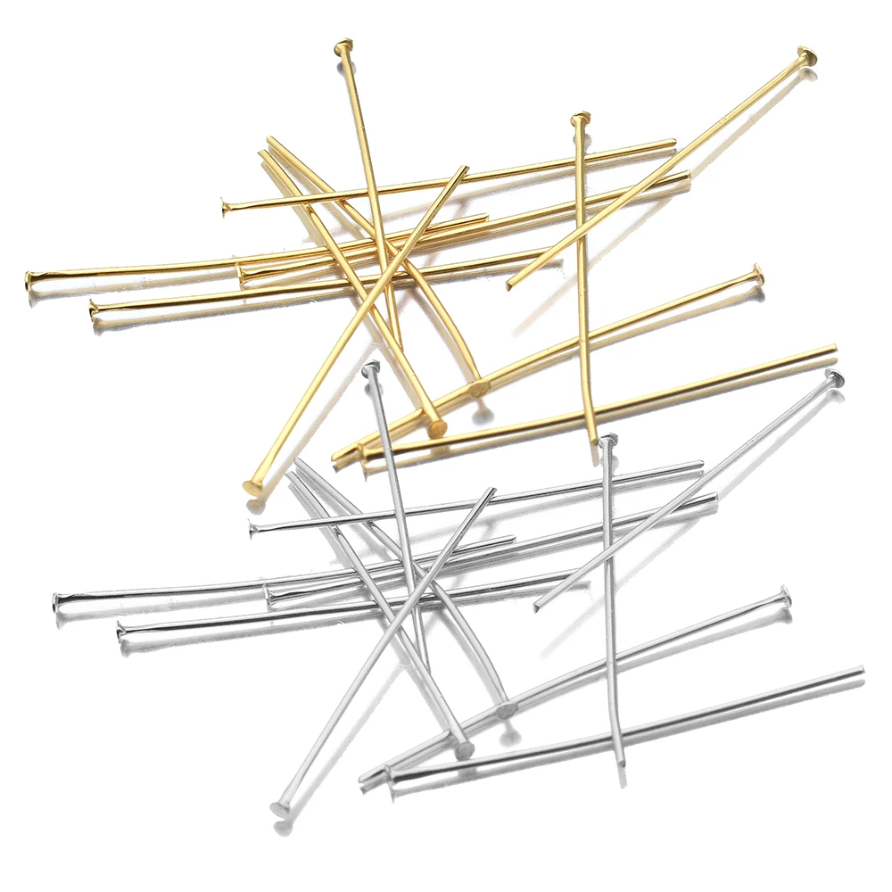 Aiovlo 50szt/lot Długość 20 30 45 50 mm Szpilki z łbem w kształcie litery T ze stali nierdzewnej do samodzielnego tworzenia biżuterii Szpilki z łbem Dia 0,7/0,6 mm