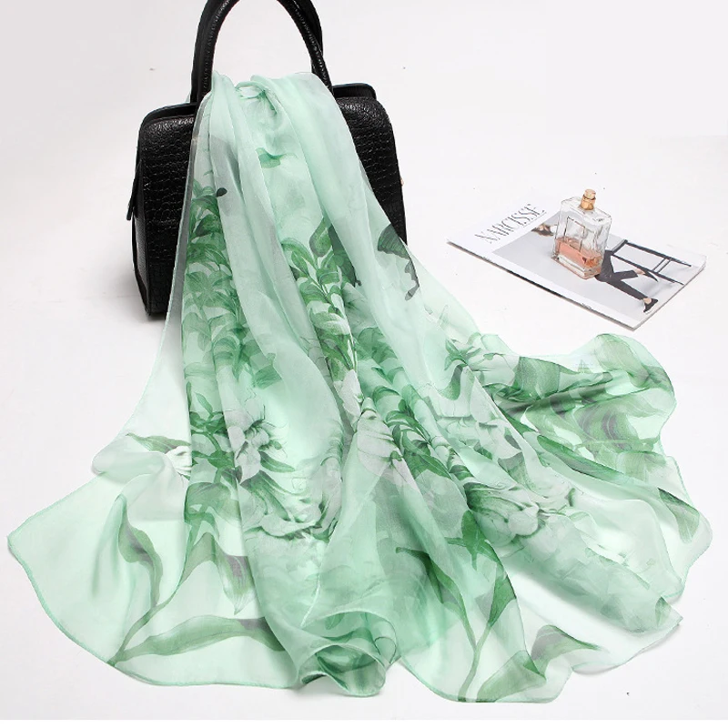 180*110cm 100% Silk Big Size Silk Scarves Fashion Floral Printed Shawl Sale Luxury Women Genuine Natural Silk Scarf Shawl