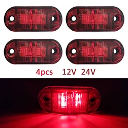 4PCS 2 Oval LED Universal Led light Side Marker Lights for Trailer Trucks Caravan Clearance Lamp Surface Mount 12V 24V