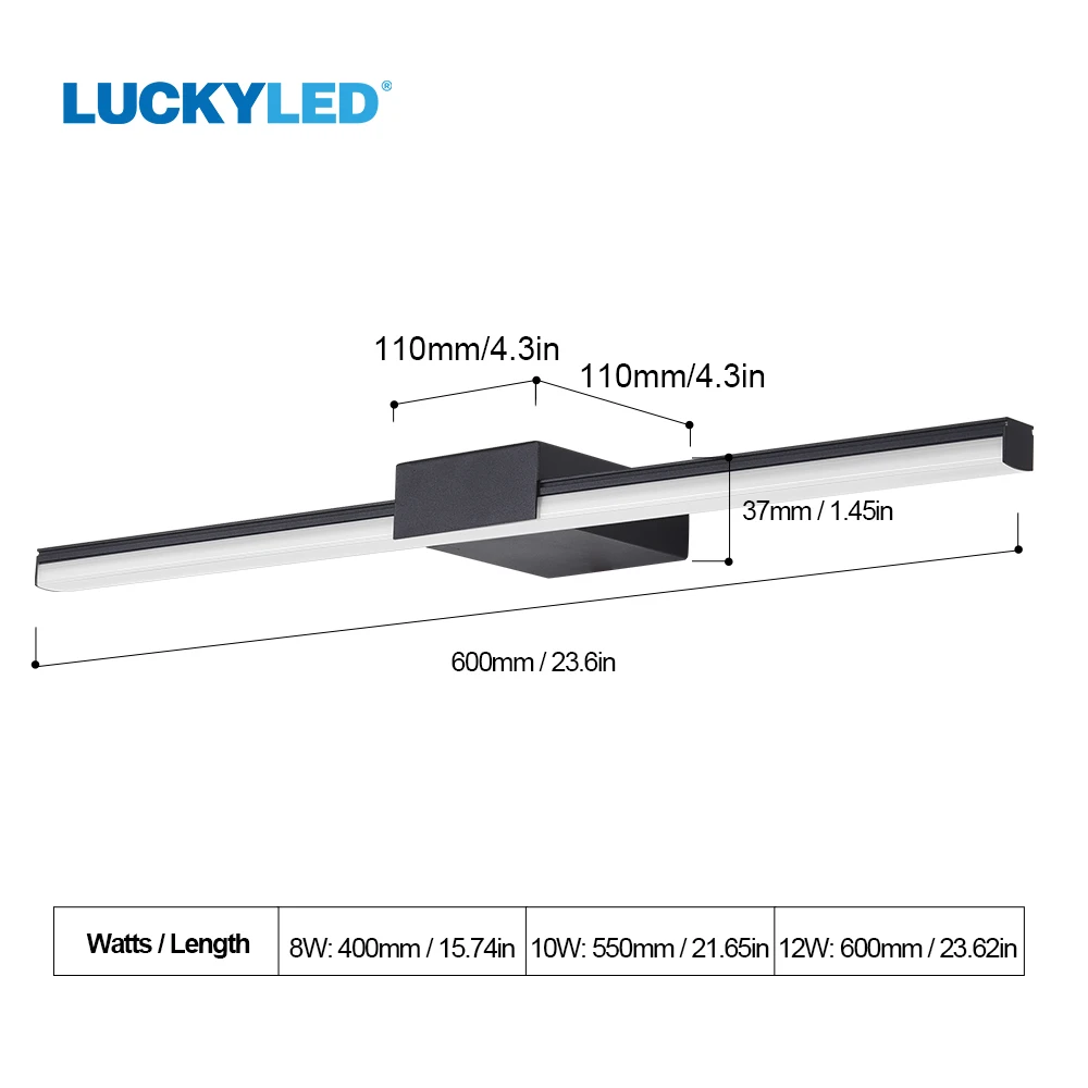 LUCKYLED Modern Led Bathroom Light 8W 12W AC85-265V Wall Lamp Wall Mount Light Fixtures Indoor Sconce Lamp Wall Lights Fixture