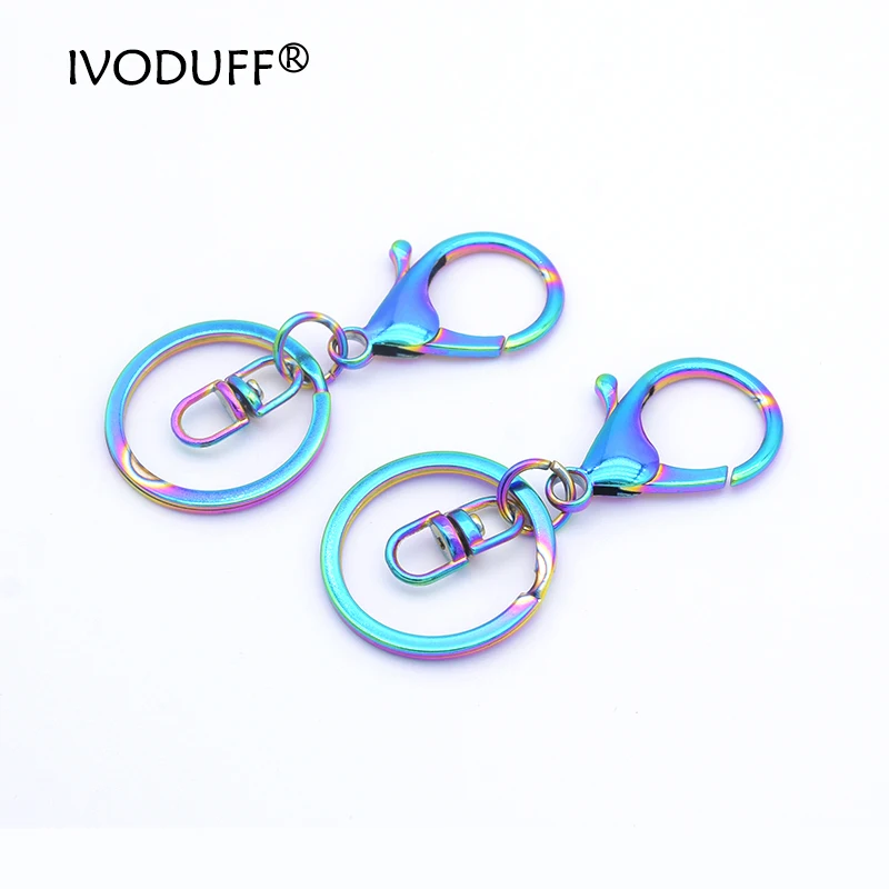 5x  30mm Flat Key Ring With Lobster Popular Classic Plated Lobster Clasp Key Holder Chain Jewelry Making For Keychain