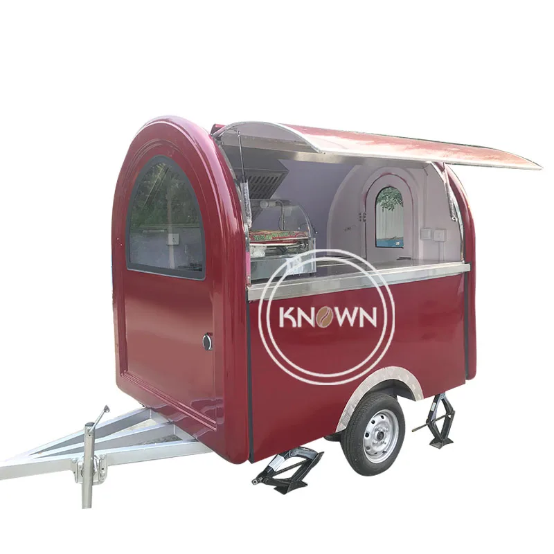 KN-220B Mobile Food Trailer Cart With Shelves Or Cabinet Door And Two Water Sinks Free Shipping By Sea