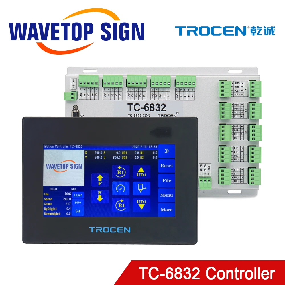 

WaveTopSign Trocen Vibrating Knife Cutting Motion Controller TC-6832 Easy to Operate 7inch Touch Screen for CNC Vibrating Knife