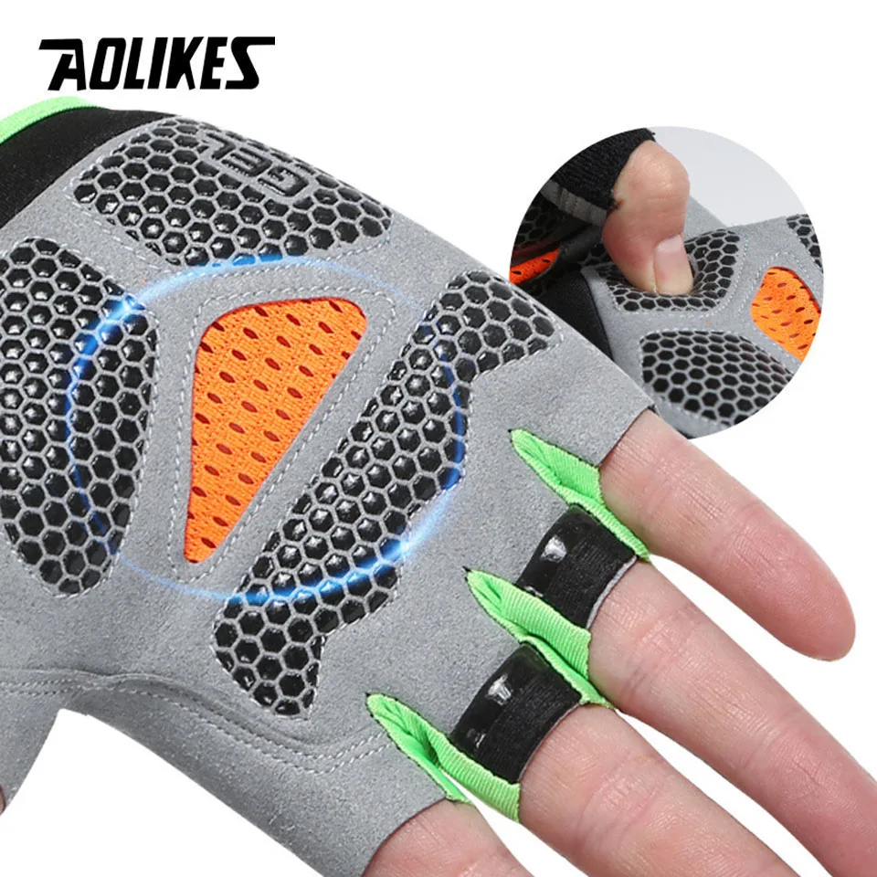 AOLIKES Cycling Gloves MTB Road Riding Gloves Anti-slip Camping Hiking Gloves Gym Fitness Sports Bike Bicycle Glove Half Finger