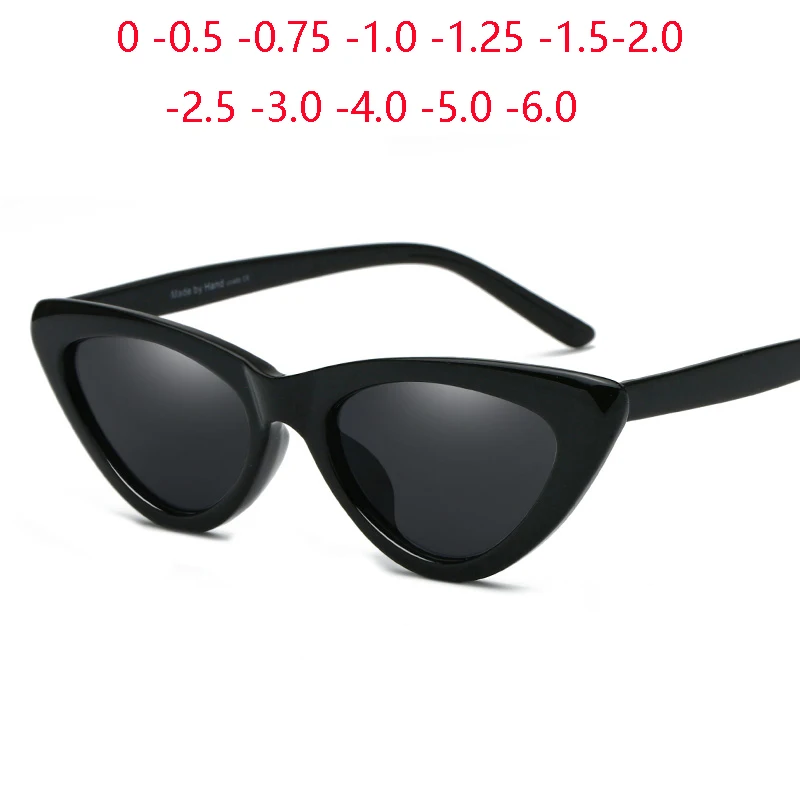 

Diopter -0.5 -0.75 To -6.0 Anti-Glare Cat Eye Myopia Sunglasses Women Polarized UV400 Triangle Prescription Spectacles PC Frame